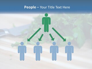 A Bunch Of Green Leaves On A Cutting Board With A Knife PowerPoint Template
