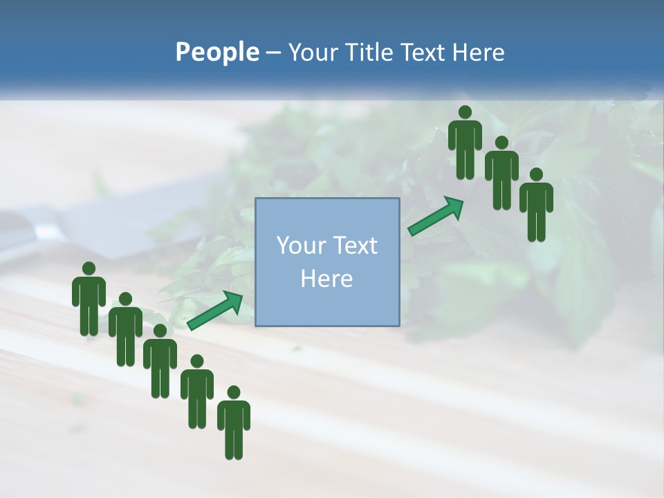 A Bunch Of Green Leaves On A Cutting Board With A Knife PowerPoint Template