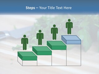 A Bunch Of Green Leaves On A Cutting Board With A Knife PowerPoint Template
