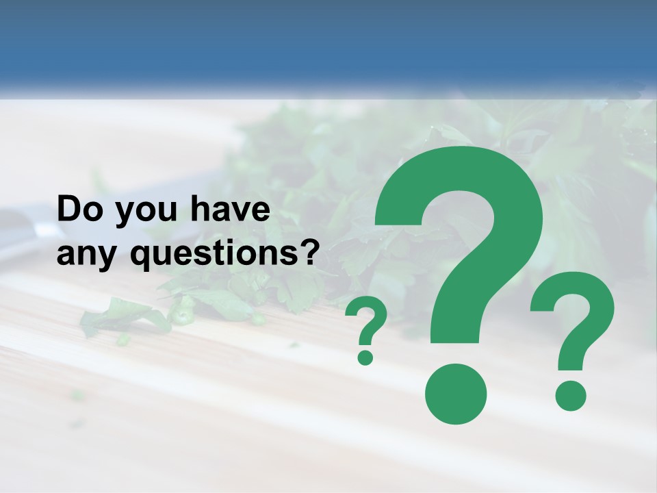 A Bunch Of Green Leaves On A Cutting Board With A Knife PowerPoint Template