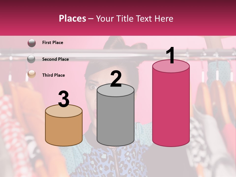 A Woman Standing In Front Of A Rack Of Clothes PowerPoint Template