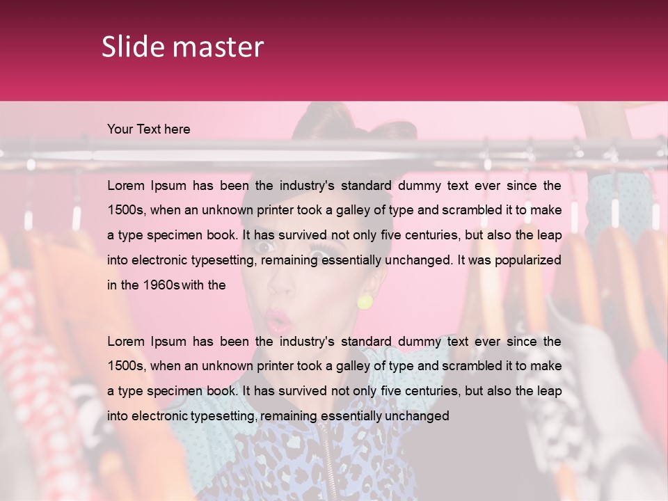 A Woman Standing In Front Of A Rack Of Clothes PowerPoint Template