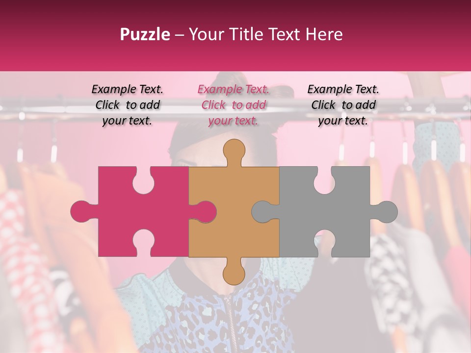 A Woman Standing In Front Of A Rack Of Clothes PowerPoint Template