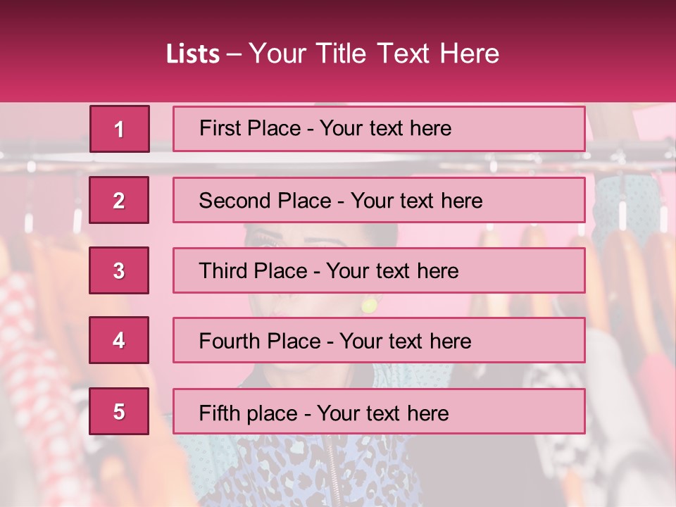 A Woman Standing In Front Of A Rack Of Clothes PowerPoint Template