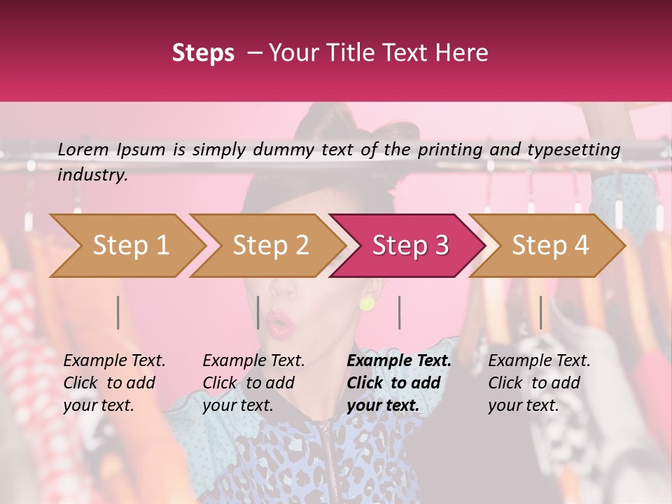 A Woman Standing In Front Of A Rack Of Clothes PowerPoint Template