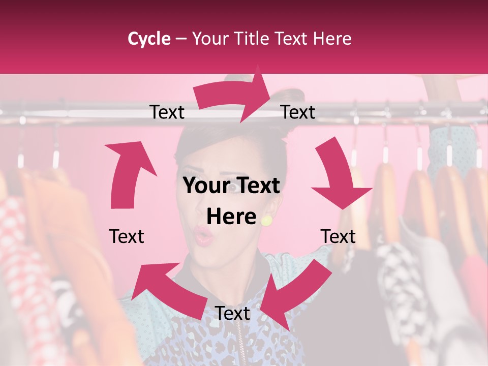 A Woman Standing In Front Of A Rack Of Clothes PowerPoint Template