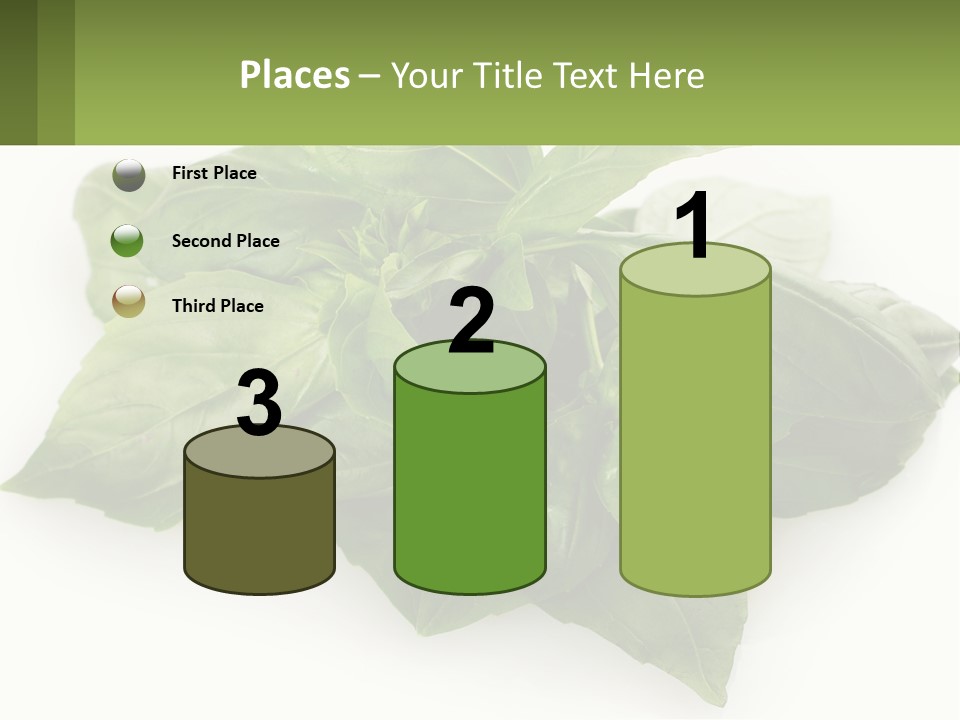 A Pile Of Fresh Basil Leaves On A White Background PowerPoint Template