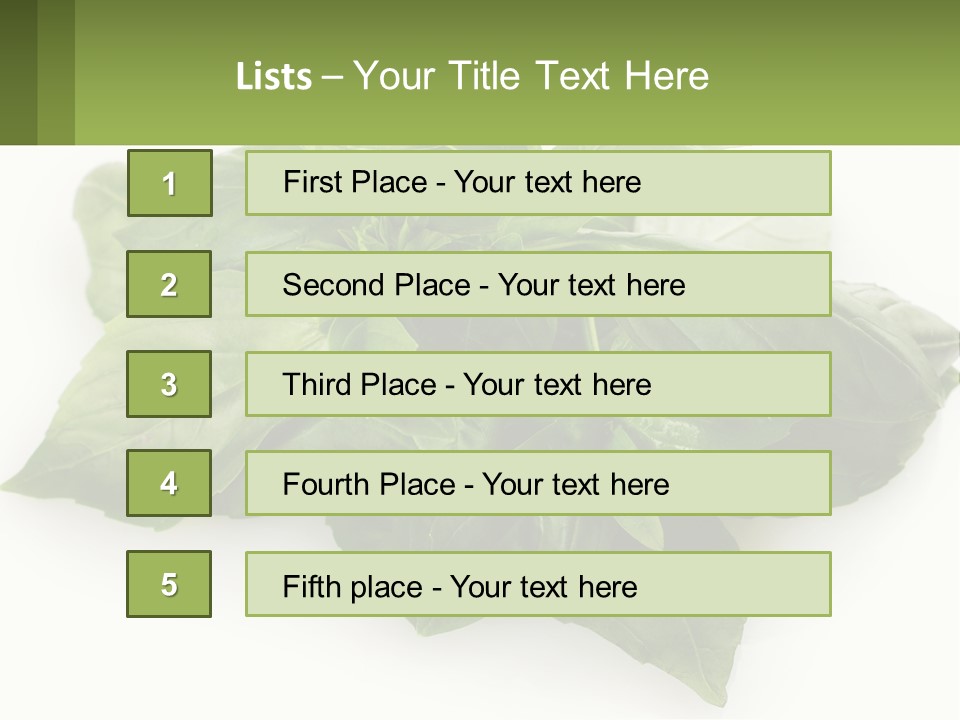 A Pile Of Fresh Basil Leaves On A White Background PowerPoint Template