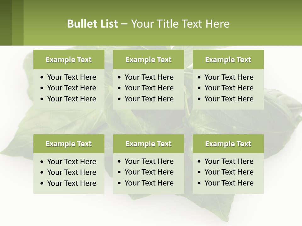 A Pile Of Fresh Basil Leaves On A White Background PowerPoint Template