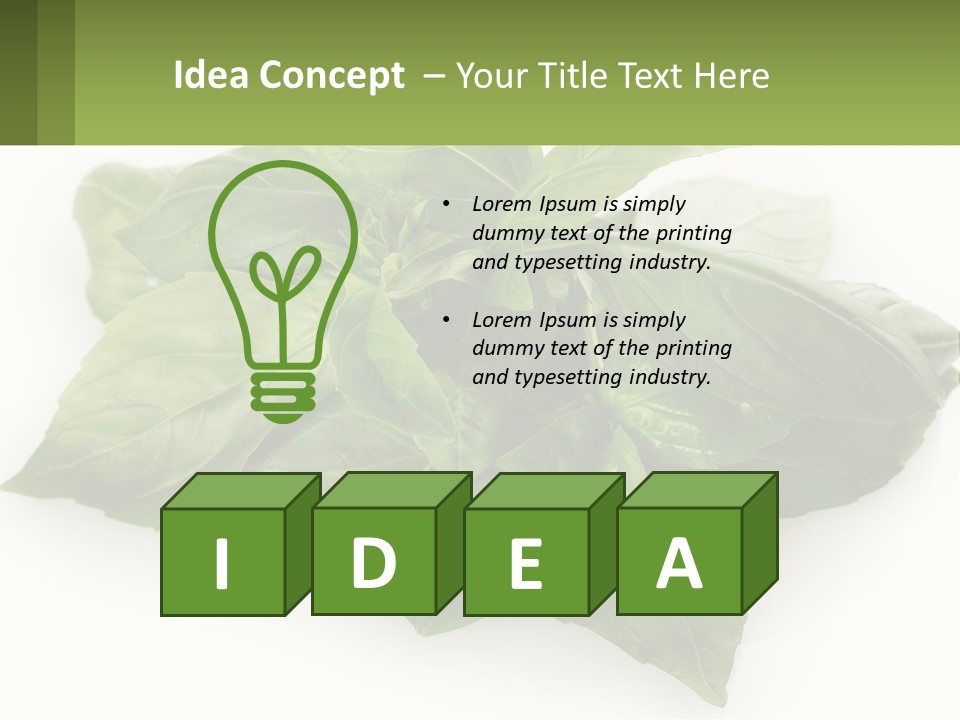 A Pile Of Fresh Basil Leaves On A White Background PowerPoint Template