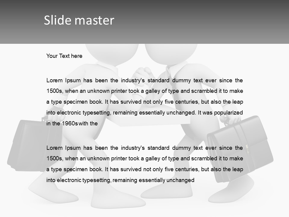 Two People Shaking Hands At A Table With Briefcases PowerPoint Template