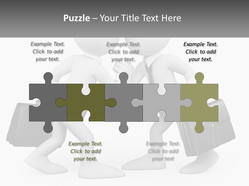 Two People Shaking Hands At A Table With Briefcases PowerPoint Template