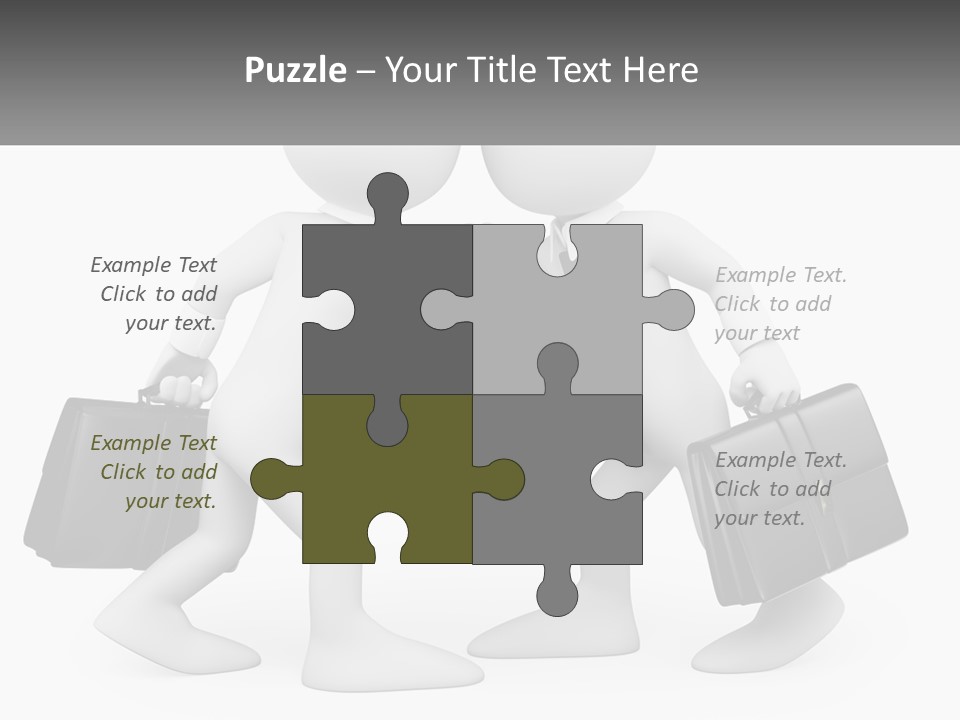 Two People Shaking Hands At A Table With Briefcases PowerPoint Template