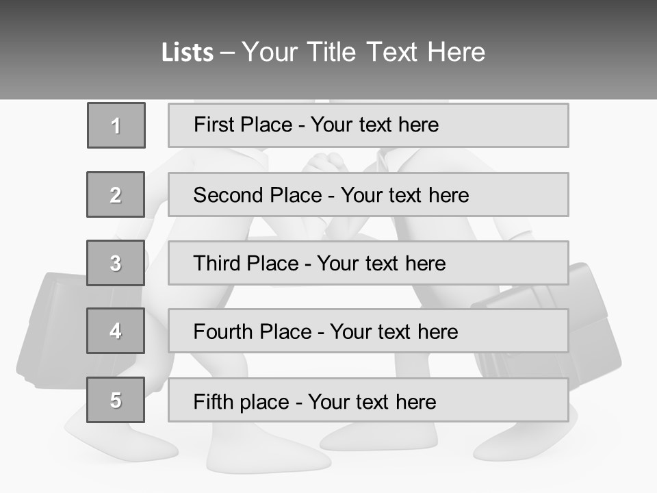 Two People Shaking Hands At A Table With Briefcases PowerPoint Template