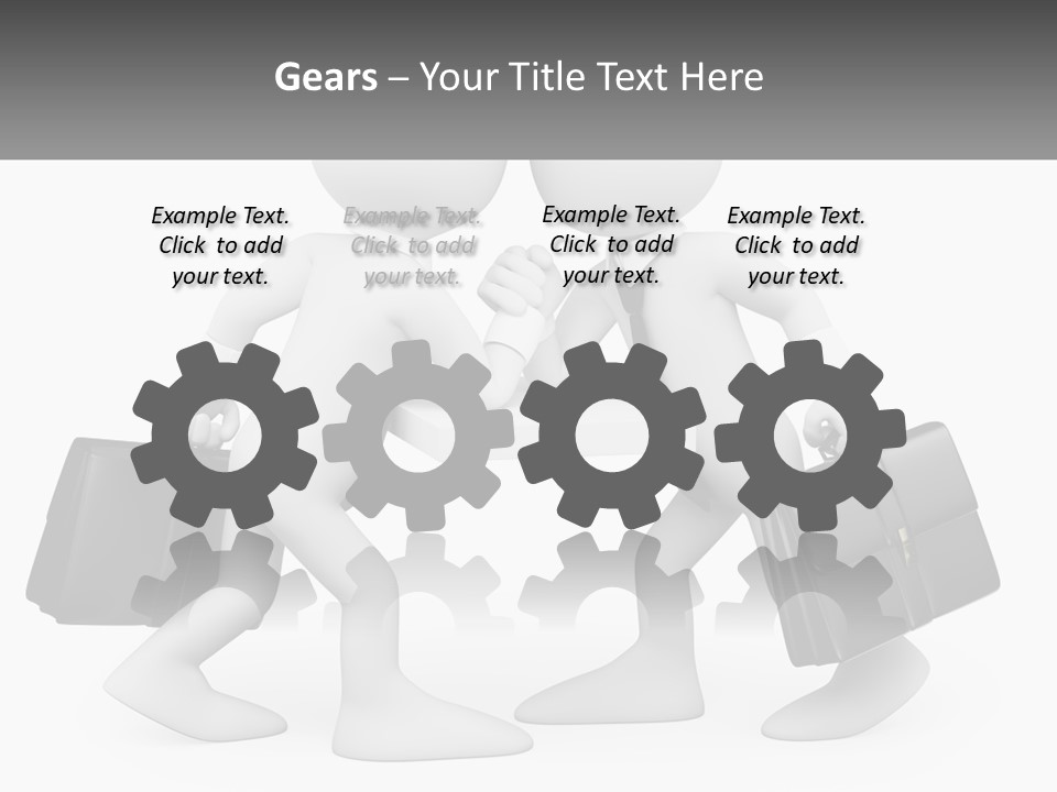 Two People Shaking Hands At A Table With Briefcases PowerPoint Template