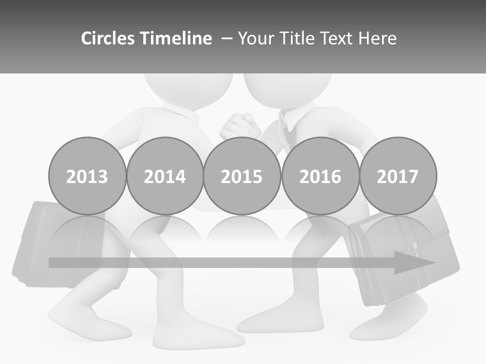 Two People Shaking Hands At A Table With Briefcases PowerPoint Template