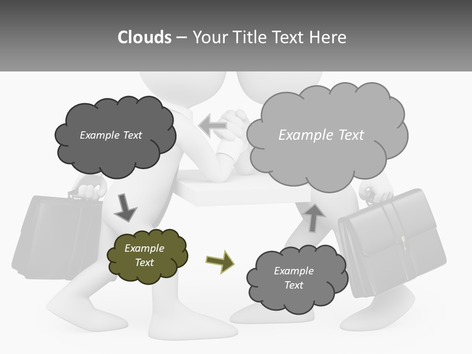 Two People Shaking Hands At A Table With Briefcases PowerPoint Template