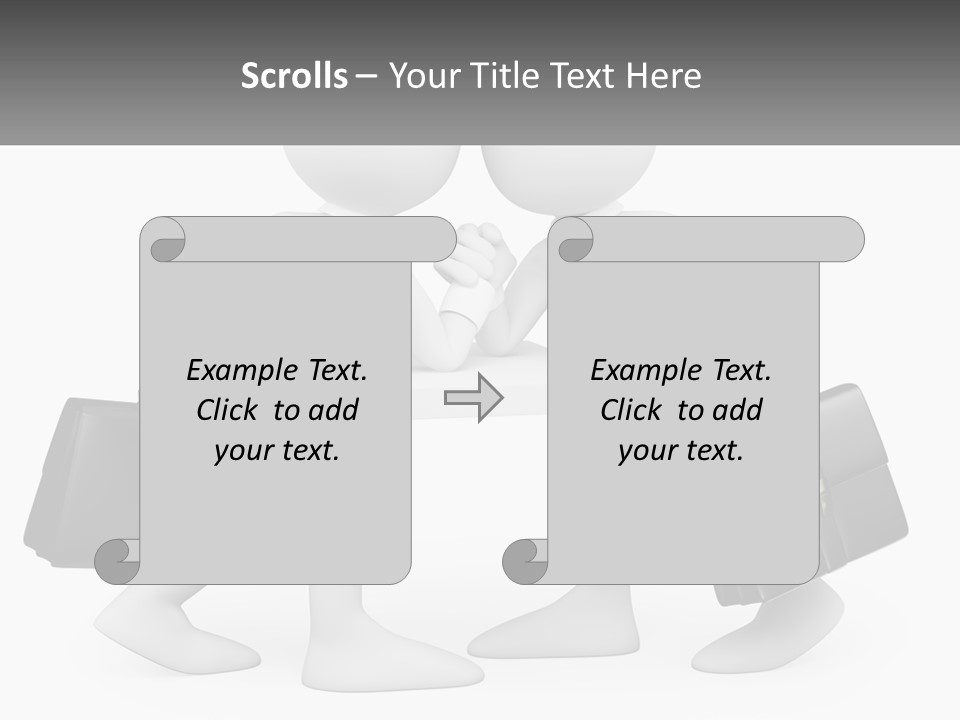 Two People Shaking Hands At A Table With Briefcases PowerPoint Template