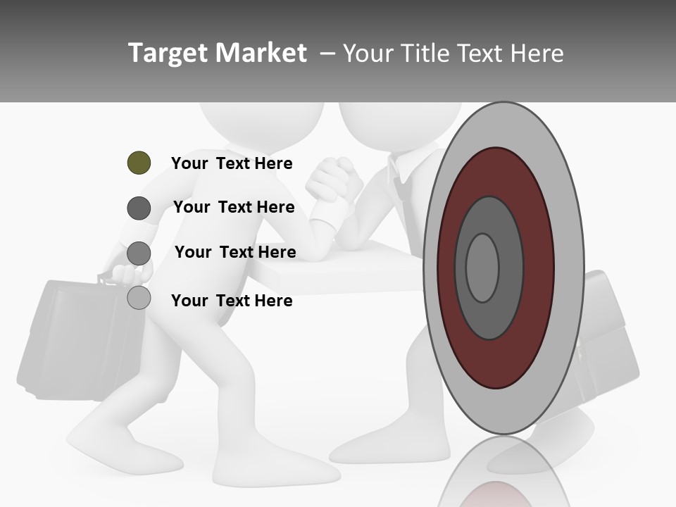 Two People Shaking Hands At A Table With Briefcases PowerPoint Template