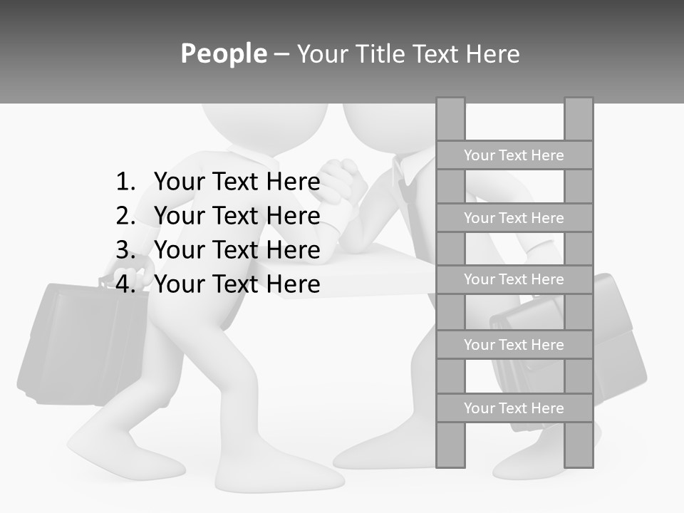 Two People Shaking Hands At A Table With Briefcases PowerPoint Template