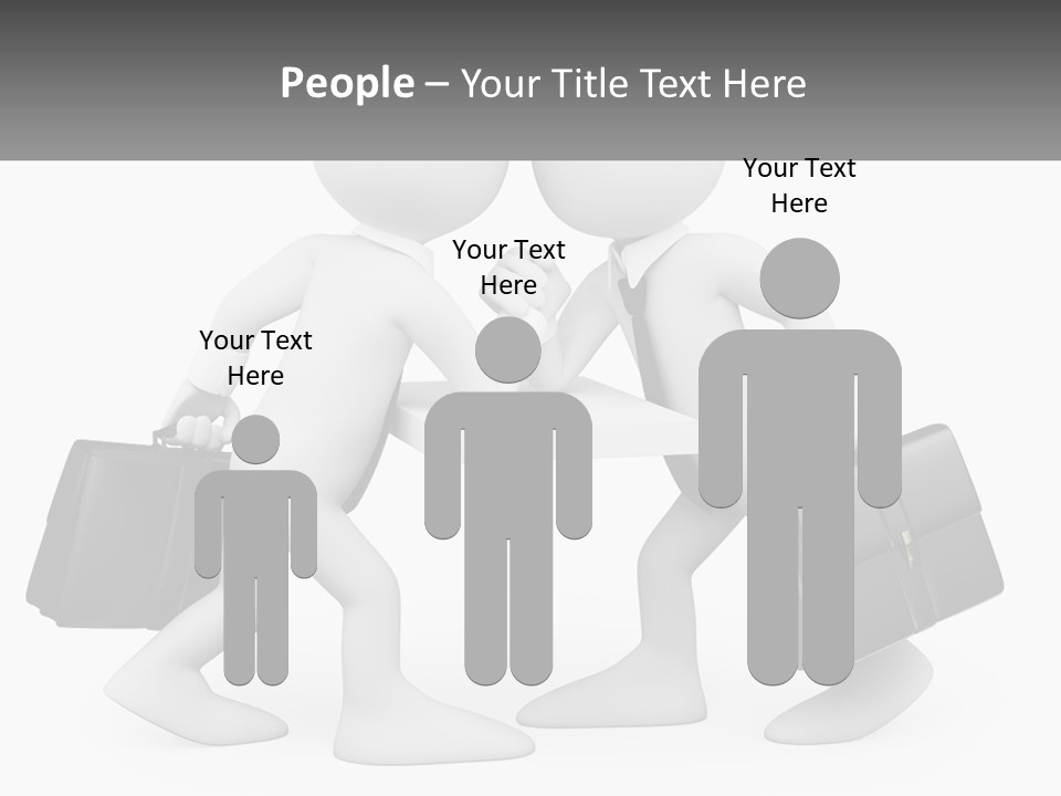 Two People Shaking Hands At A Table With Briefcases PowerPoint Template