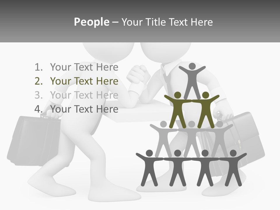 Two People Shaking Hands At A Table With Briefcases PowerPoint Template