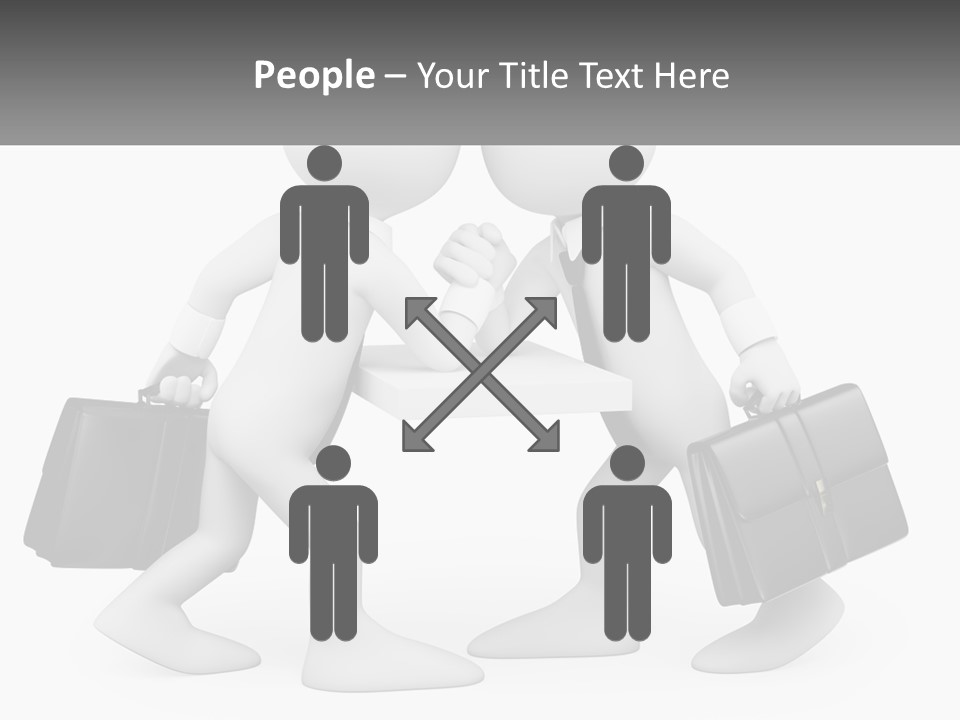 Two People Shaking Hands At A Table With Briefcases PowerPoint Template