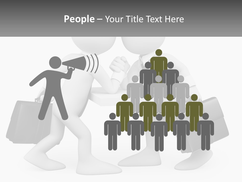 Two People Shaking Hands At A Table With Briefcases PowerPoint Template