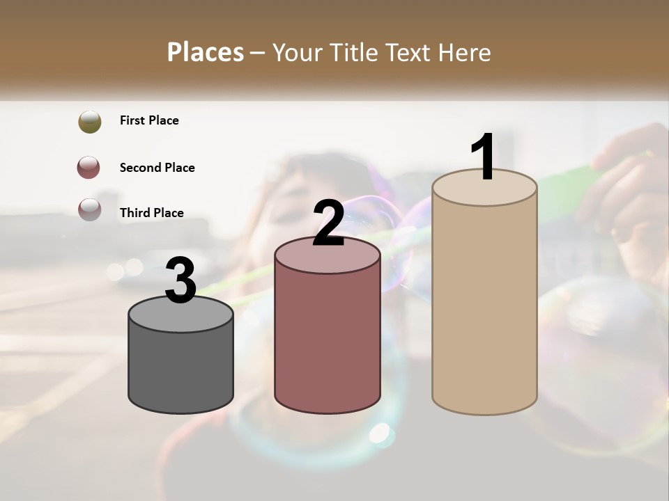 A Young Girl Blowing Bubbles With Her Hands PowerPoint Template