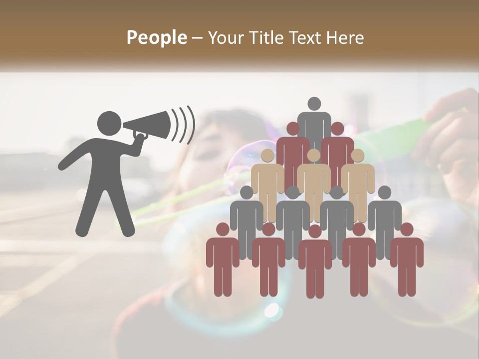 A Young Girl Blowing Bubbles With Her Hands PowerPoint Template