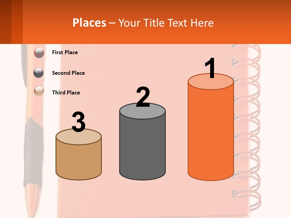 An Orange Notebook With A Pen On Top Of It PowerPoint Template