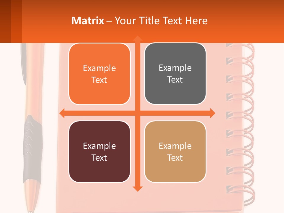 An Orange Notebook With A Pen On Top Of It PowerPoint Template