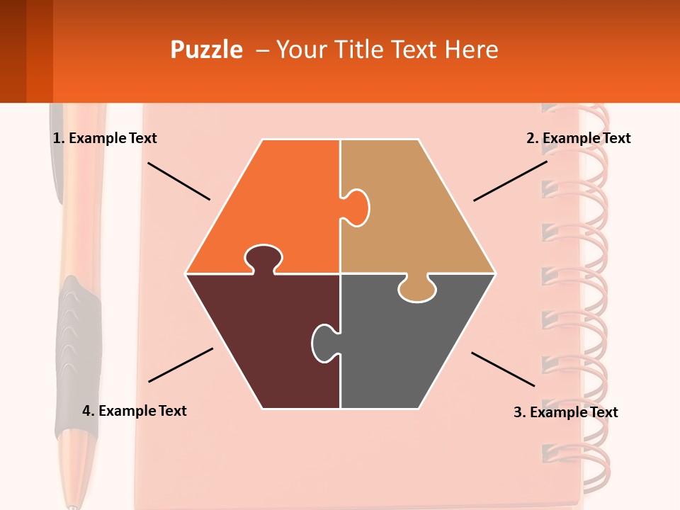An Orange Notebook With A Pen On Top Of It PowerPoint Template