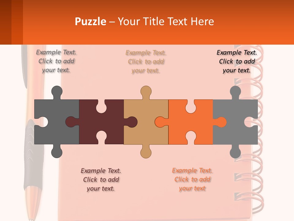 An Orange Notebook With A Pen On Top Of It PowerPoint Template