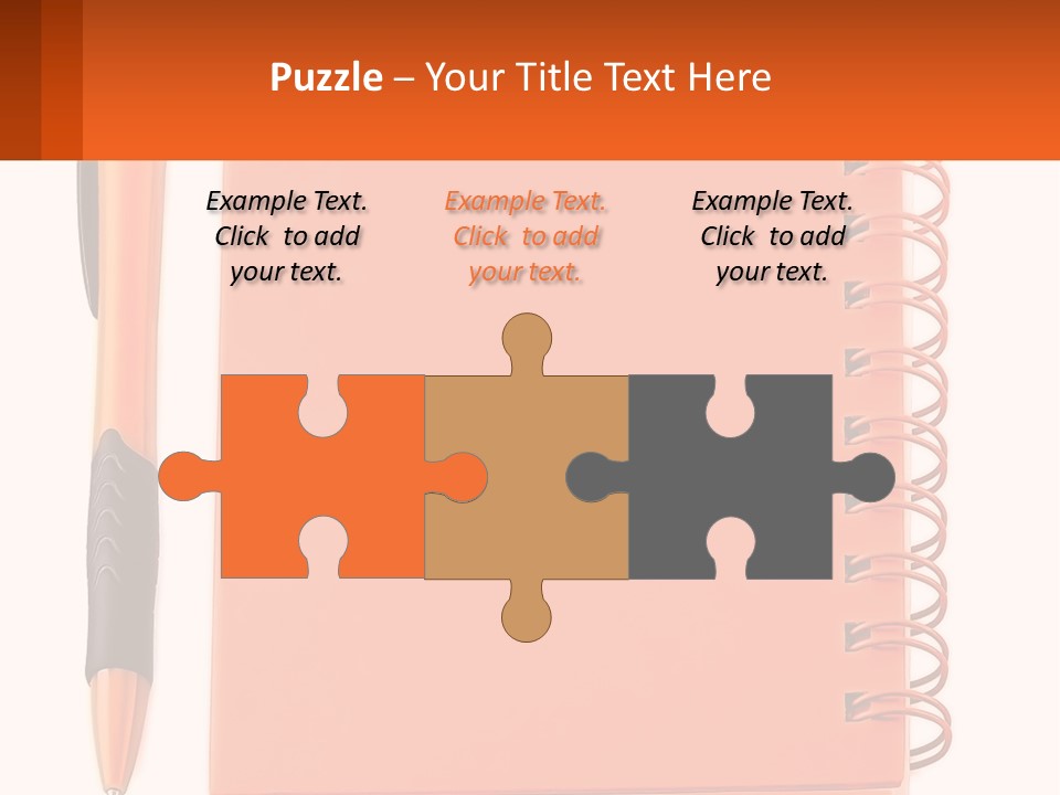 An Orange Notebook With A Pen On Top Of It PowerPoint Template