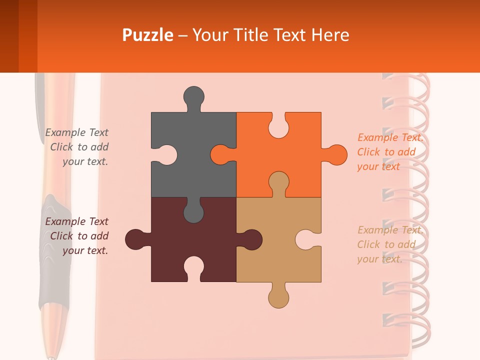 An Orange Notebook With A Pen On Top Of It PowerPoint Template