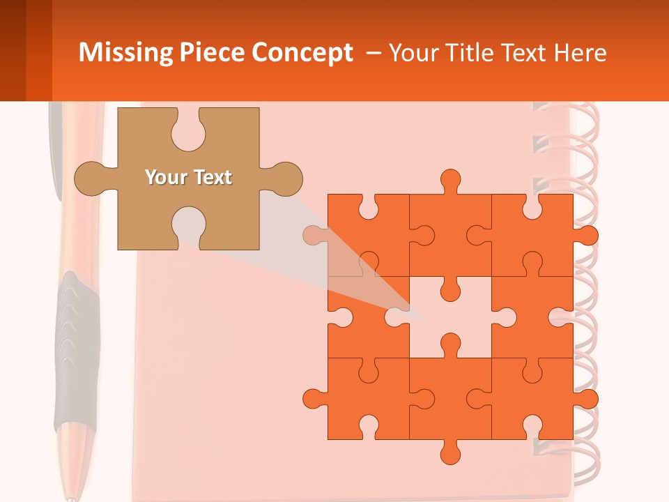 An Orange Notebook With A Pen On Top Of It PowerPoint Template