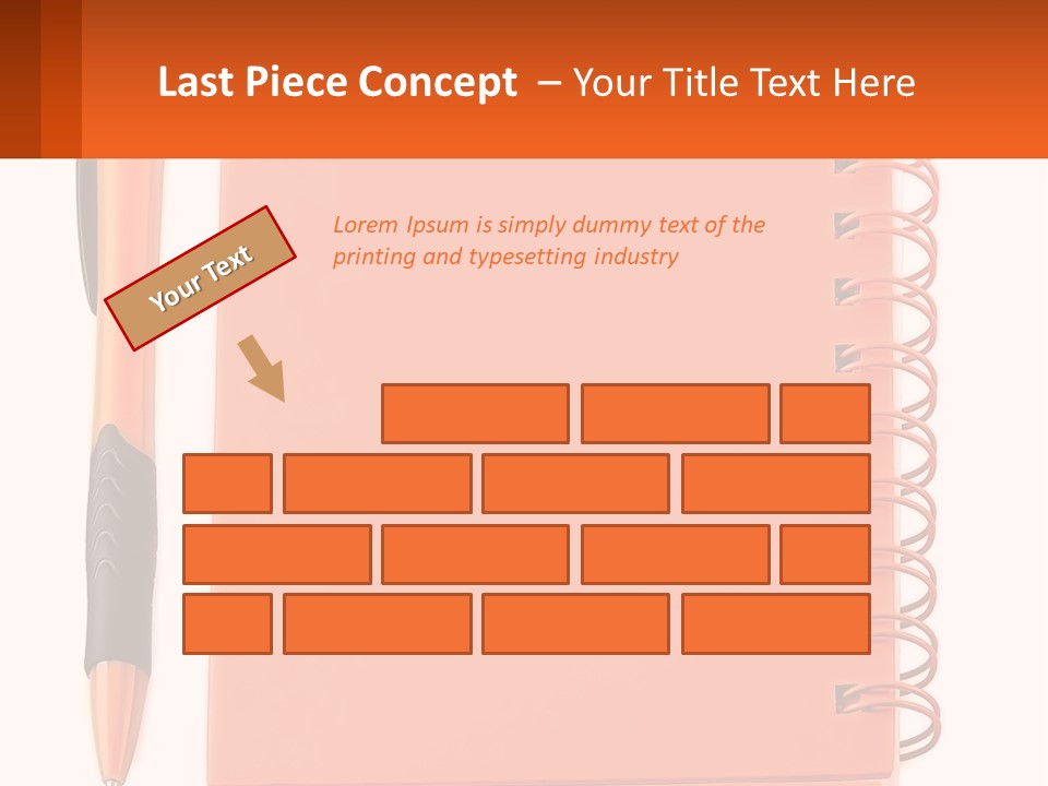 An Orange Notebook With A Pen On Top Of It PowerPoint Template