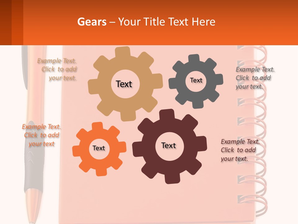 An Orange Notebook With A Pen On Top Of It PowerPoint Template