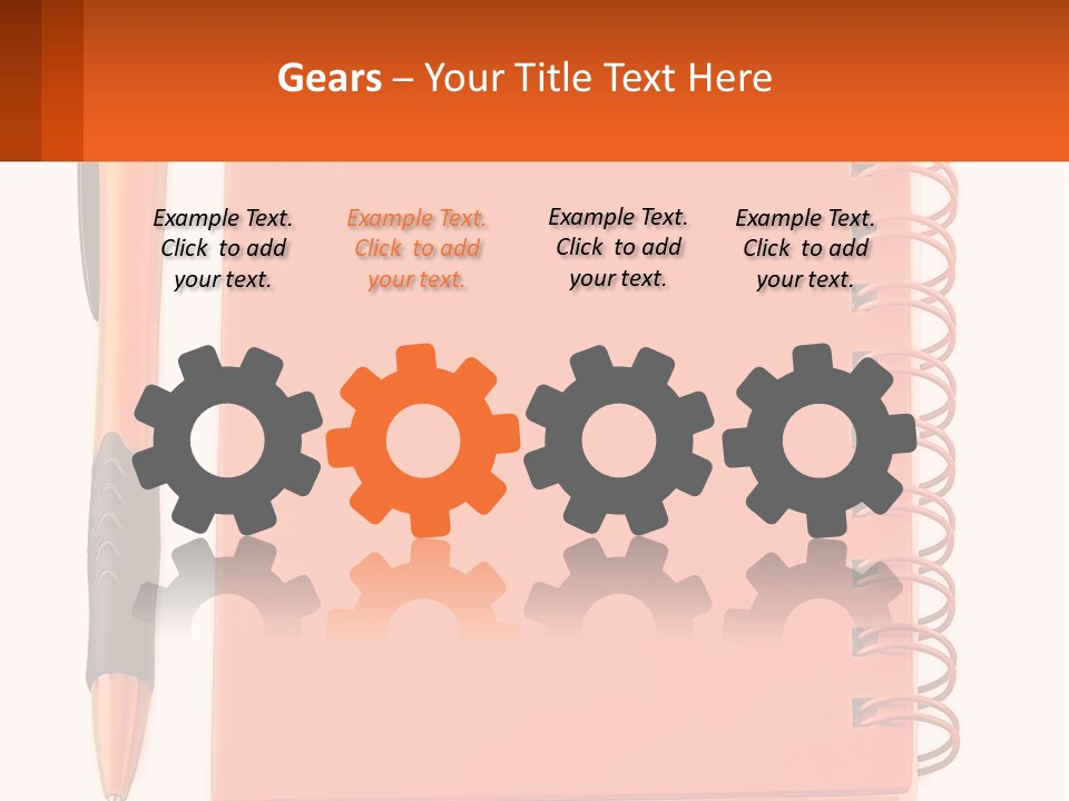 An Orange Notebook With A Pen On Top Of It PowerPoint Template