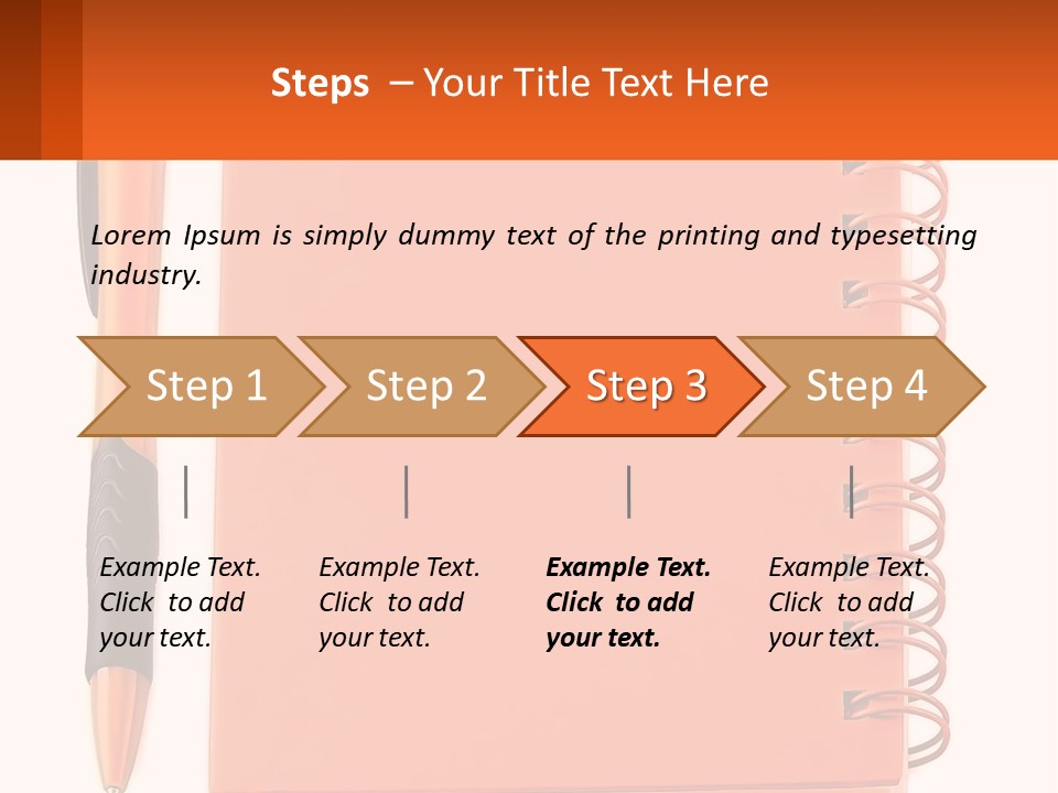 An Orange Notebook With A Pen On Top Of It PowerPoint Template