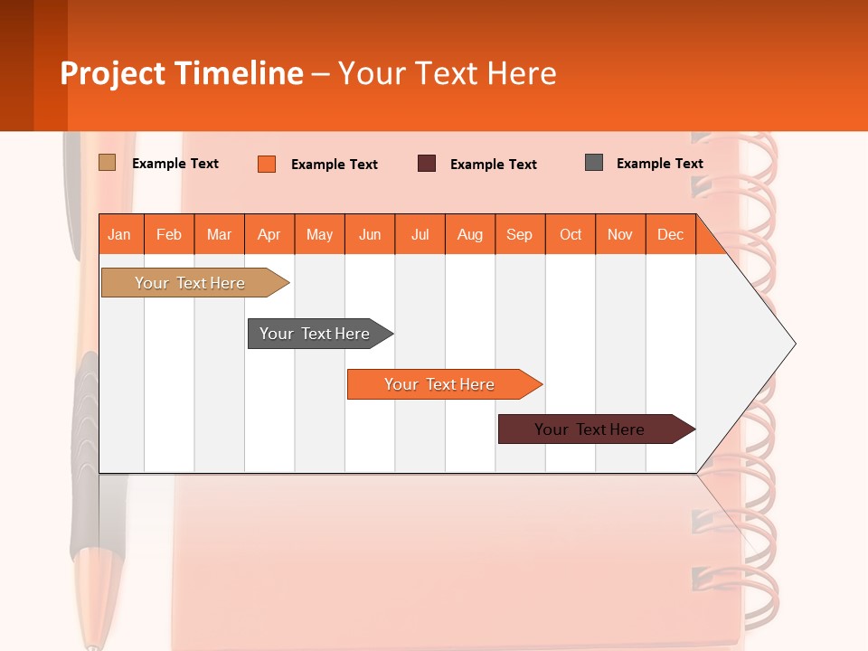 An Orange Notebook With A Pen On Top Of It PowerPoint Template