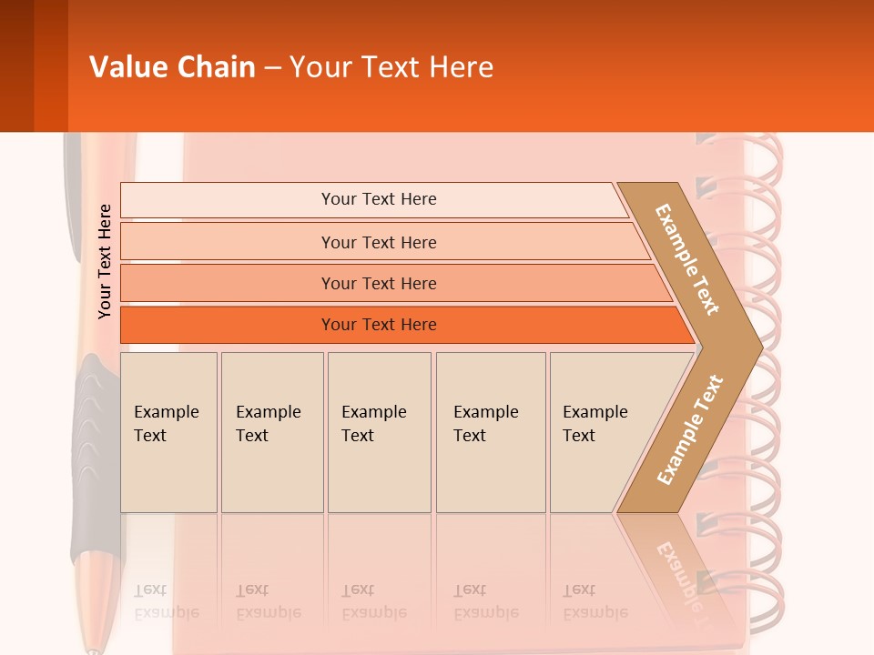 An Orange Notebook With A Pen On Top Of It PowerPoint Template
