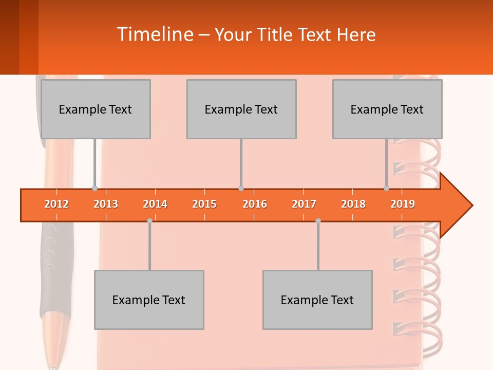 An Orange Notebook With A Pen On Top Of It PowerPoint Template