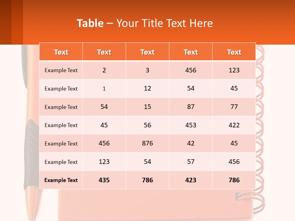 An Orange Notebook With A Pen On Top Of It PowerPoint Template