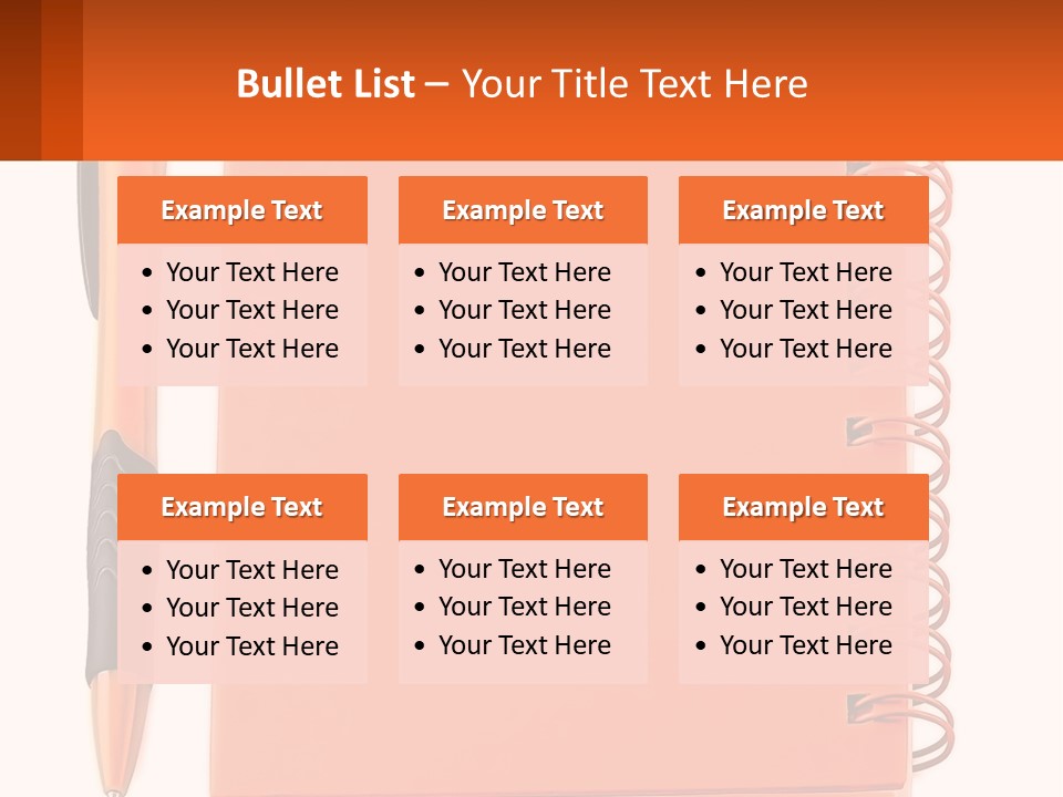 An Orange Notebook With A Pen On Top Of It PowerPoint Template
