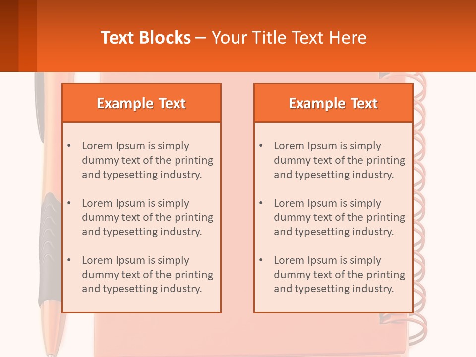 An Orange Notebook With A Pen On Top Of It PowerPoint Template