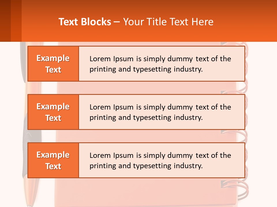 An Orange Notebook With A Pen On Top Of It PowerPoint Template