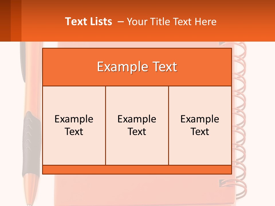An Orange Notebook With A Pen On Top Of It PowerPoint Template