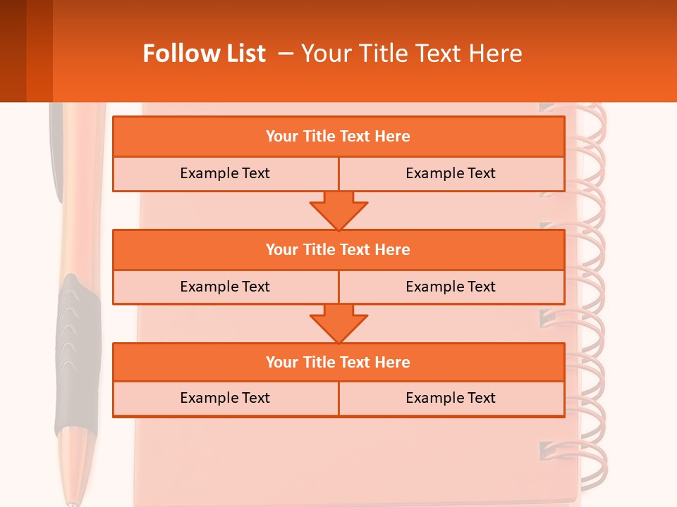 An Orange Notebook With A Pen On Top Of It PowerPoint Template